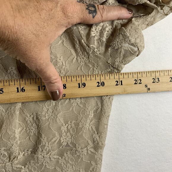 Apt 9 Womens Y2K Sheer Lace Babydoll Top Sz 1X Ivory Boho Romantic Victorian - Picture 5 of 12